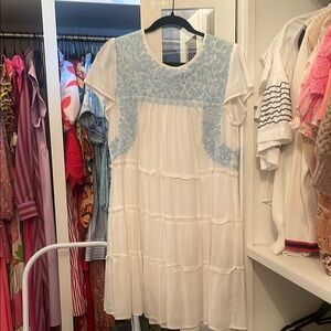 White and Blue Lace Dress j.marie